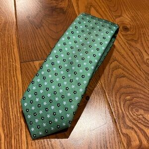 Bespoke floral pattern green tie